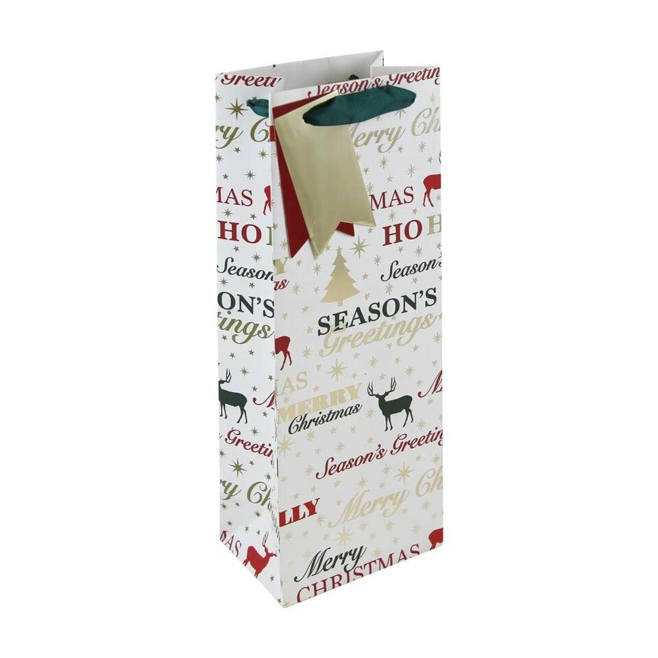 Christmas Greetings Stag Bottle Gift Bag