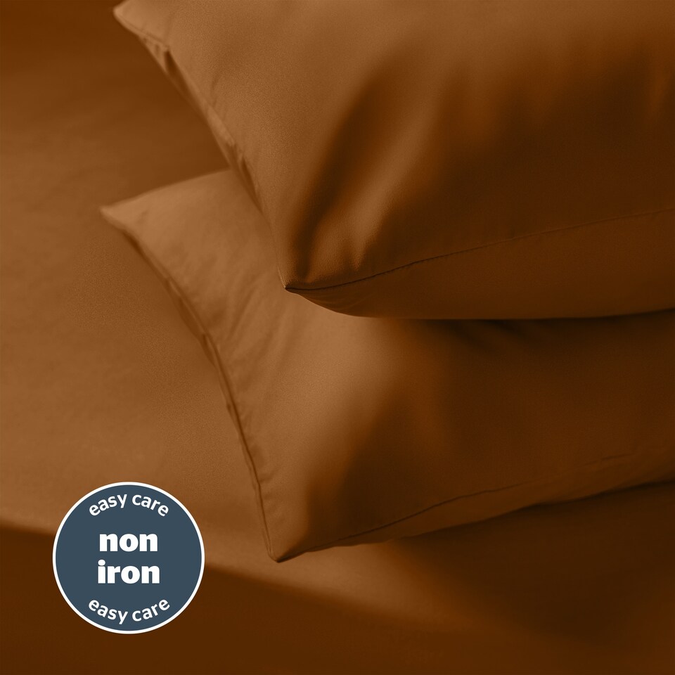 image 1 of Silentnight Supersoft Fitted Sheet and Pillowcase Set, Terracotta