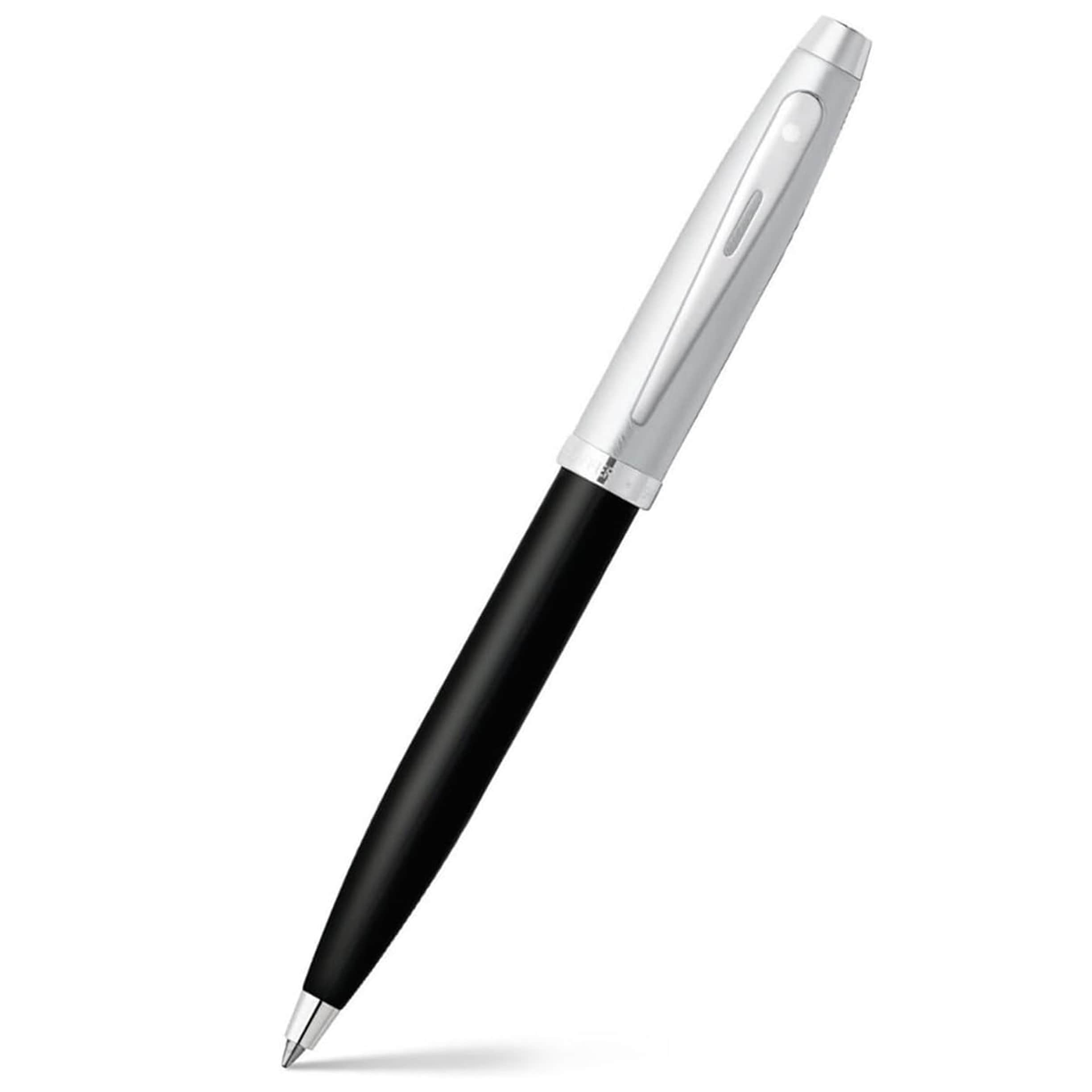 Sheaffer 100 Ballpoint Pen Glossy Black Barrel, Brushed Chrome Cap and Chrome Plated Trims