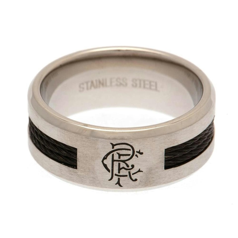 Rangers FC Inlay Ring - Silver/Black - X
