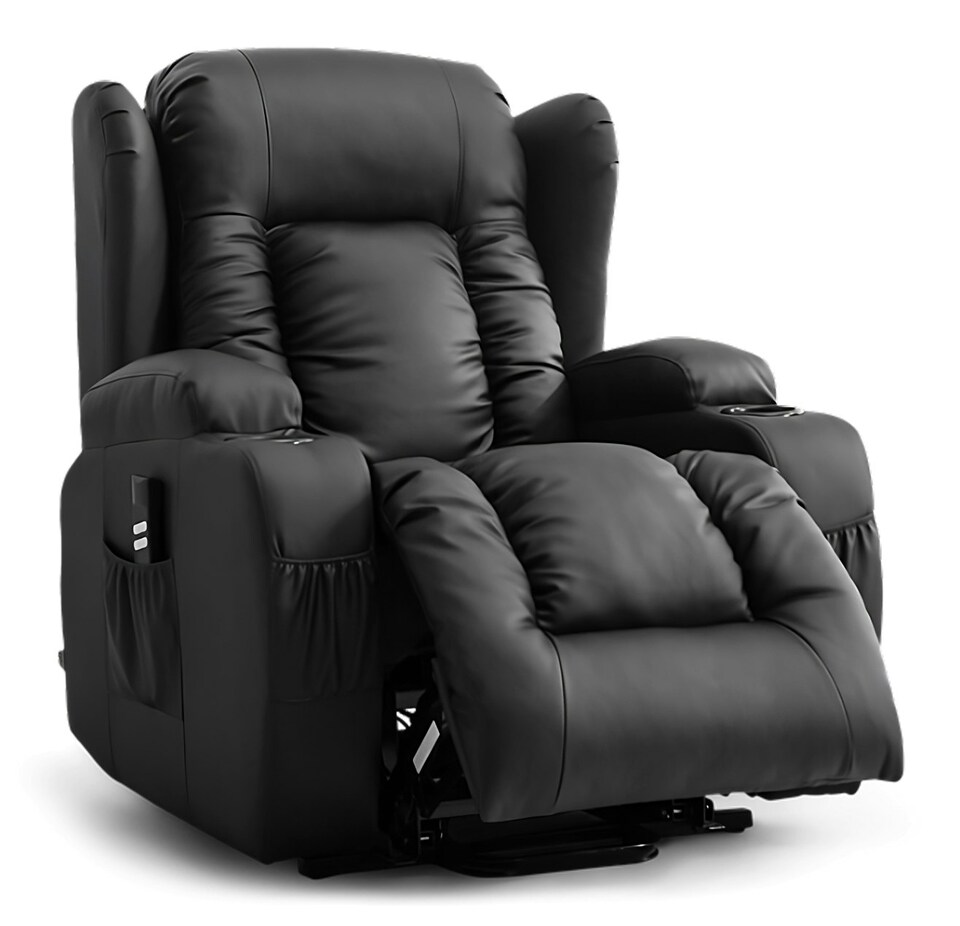 image 1 of SoHo 10 in 1 Recliner Armchair With Swivel, Tilt Heated and Massage Functionality Black | Black | One Size