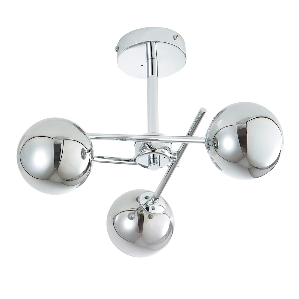 image 1 of BHS Nera 3 Light Flush Bathroom Ceiling Light | Silver | Chrome | 1
