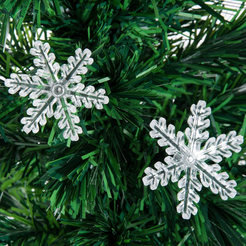 image 1 of HOMCOM 4FT Green Fiber Optic Full Lights Christmas Tree Multi LED Stars