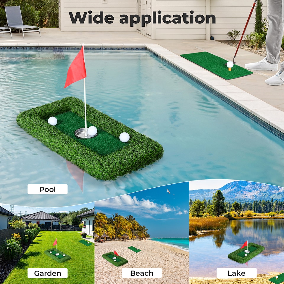 image 1 of Centra 60x30cm Floating Golf Green Mat Set Artificial Turf for Pool Outdoor Putting