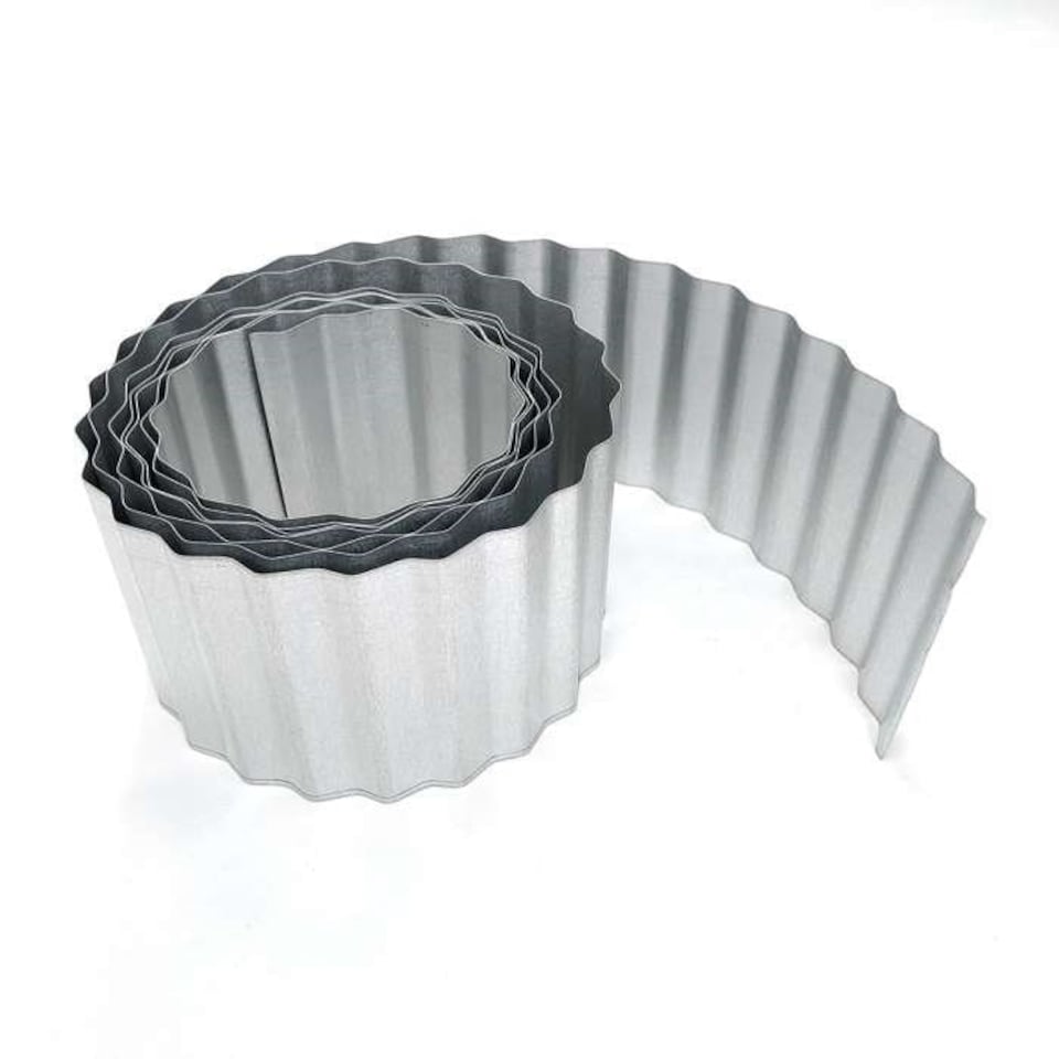 image 1 of Pack of 10 x 10m Galvanised Wavy Lawn Edging Rolls in Silver Silver