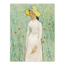 Girl in White Floral Portrait Van Gogh Vintage Huge Wall Art Poster Print 24X32"