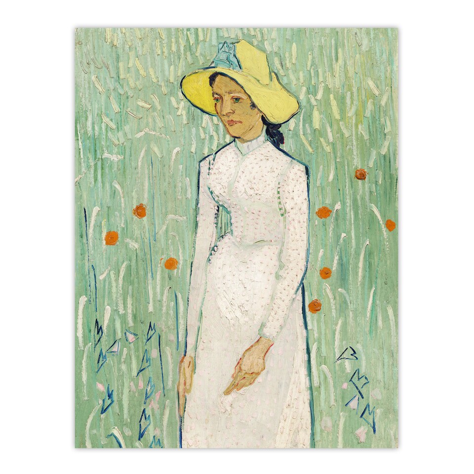 image 1 of Girl in White Floral Portrait Van Gogh Vintage Huge Wall Art Poster Print 24X32"