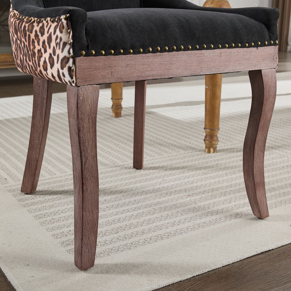 image 1 of Bewley Set of 4 Modern Leopard Print Dining Chairs with Wooden Legs