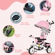 image 6 of HOMCOM 6 in 1 Trike, Kids Tricycle, Pedal Push Bike with Parent Handle, Removable Canopy, 5-Point Safety Belt, Storage, Footrest, Brake, for 1-5 Years Toddler, Pink