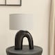 image 3 of ValueLights Lia Black Arch Ceramic Table Lamp Grey Shade