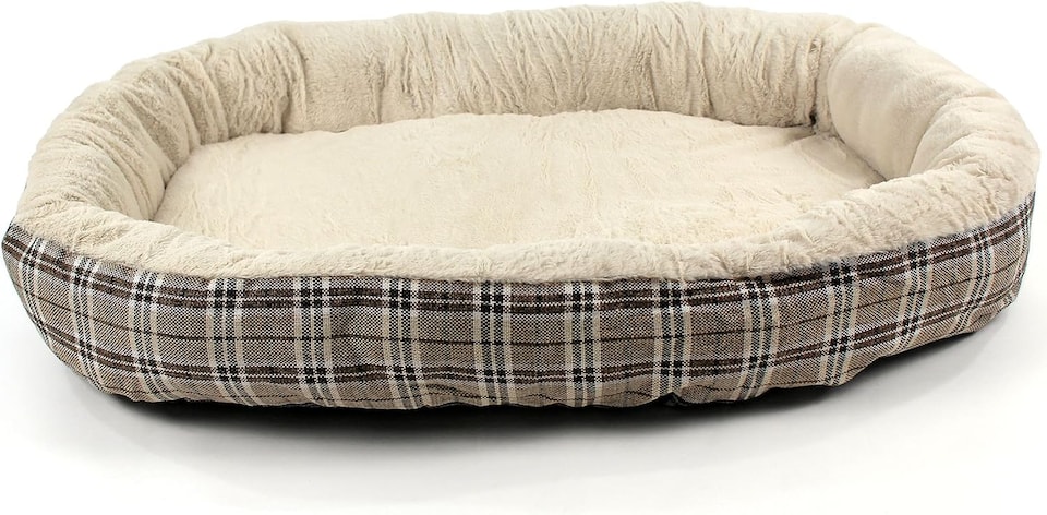 image 1 of Actiaspet Jute Orthopaedic Soft Dog Bed - 40mm Massage Foam Cushion with Fleece Lining & Non Slip Base (Checkered Grey, X Large)