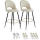 image 8 of Bar Stool Rachel with backrest and velvet look cover, 49 x 58 x 110 cm - Set of 2 Grey | Light Grey/Black