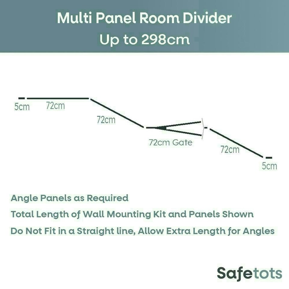image 1 of Safetots Premium Multi Panel Room Divider, up to 298cm Wide, Grey, 70cm Tall, Multi Panel Flexible Room Barrier, Room Divider with Door for Baby Grey