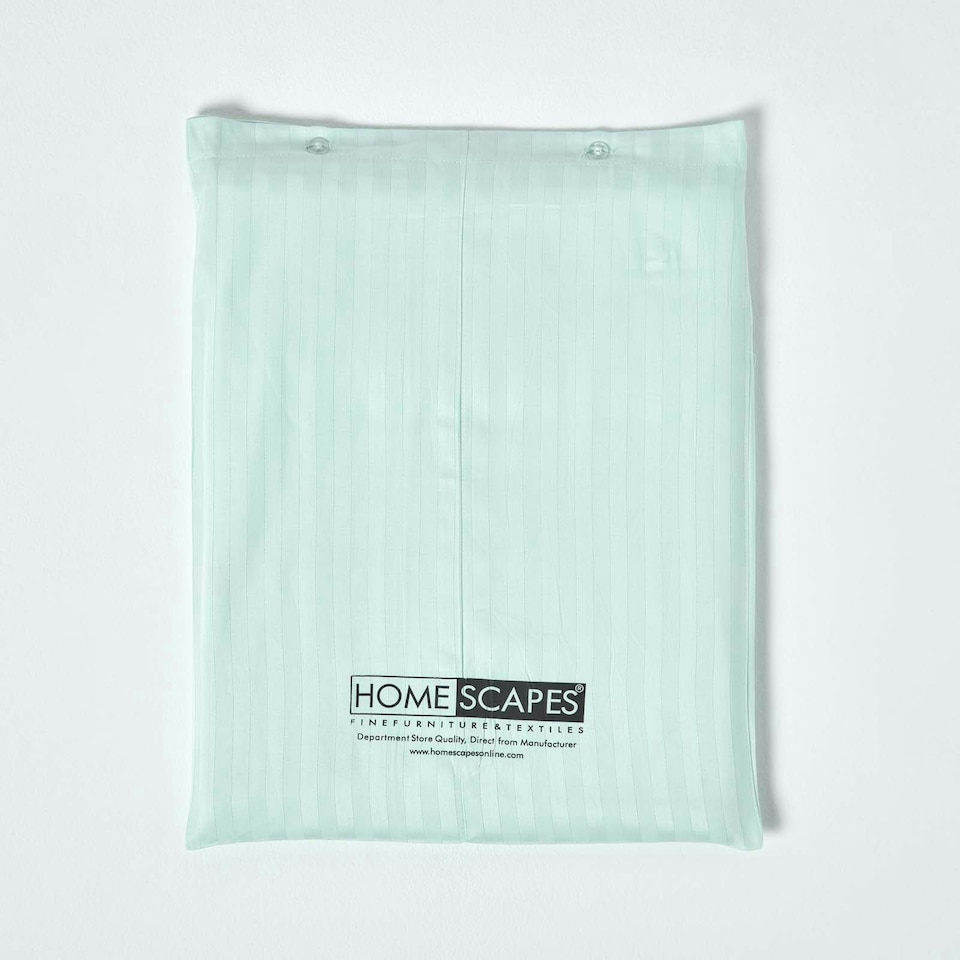 image 1 of Homescapes Blue Egyptian Cotton Satin Stripe Flat Sheet 330 TC, Double Blue | Double