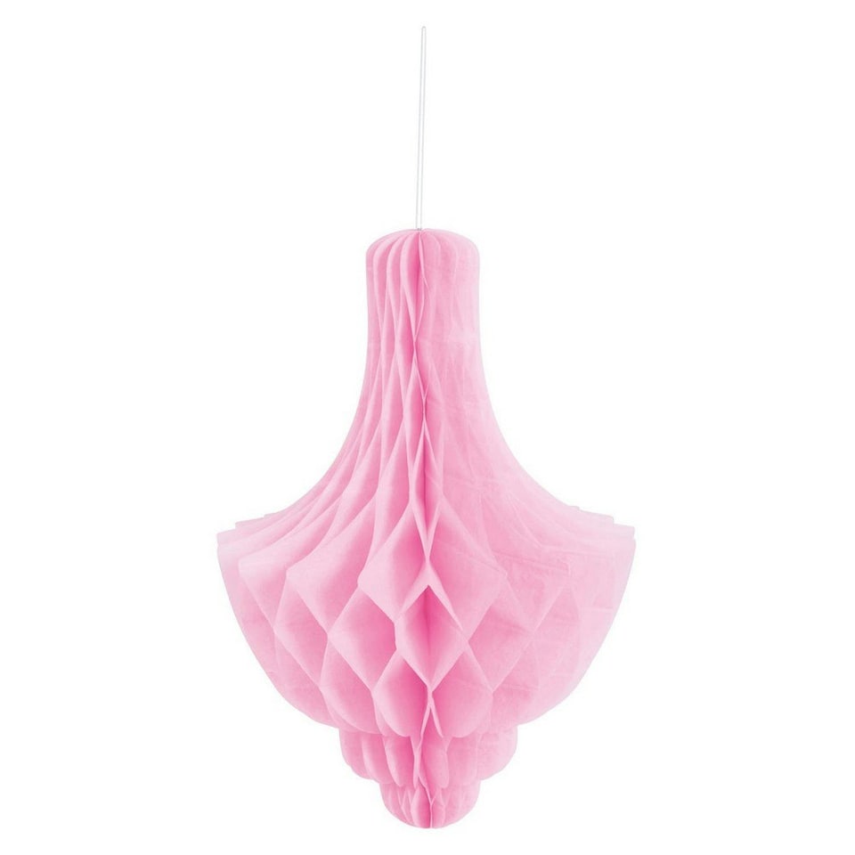 Unique Party Tissue Paper Chandelier Hanging Decoration - Baby Pink - One Size