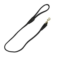 Benji & Flo Superior Roll Leather Dog Lead - Black/Brass - One Size