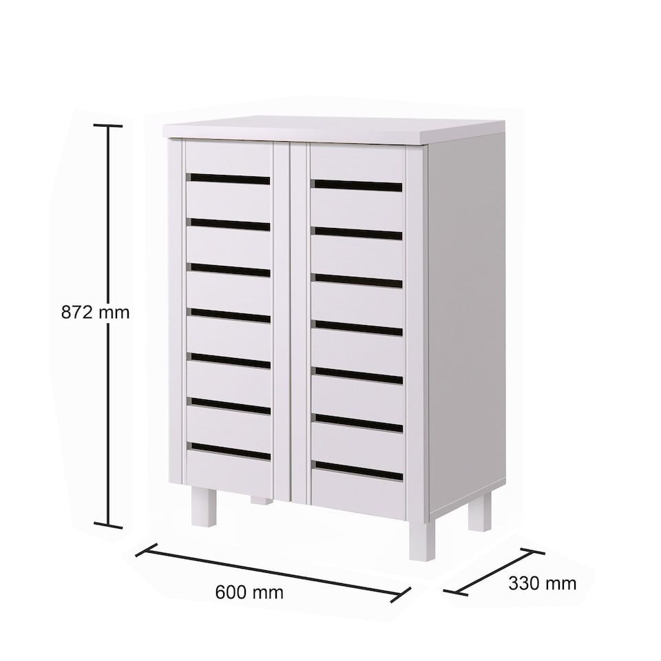 image 1 of Essentials 4 Tier Shoe Storage Cabinet 2 Door Cupboard Stand Rack Unit White