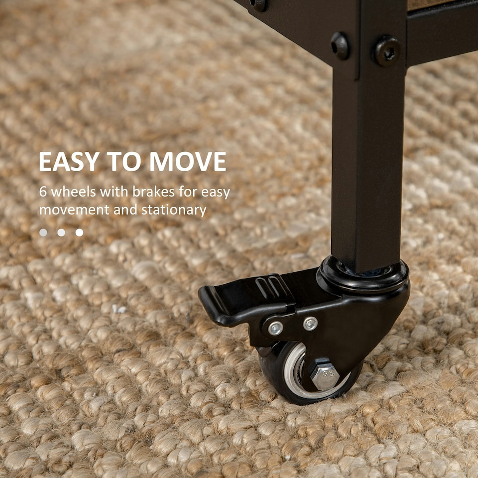 image 1 of HOMCOM Mobile Drop Leaf Dining Table on Wheels with Shelf Light Brown