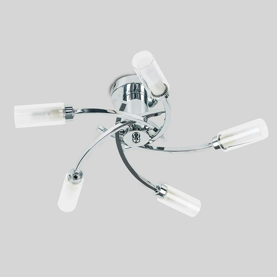 image 1 of ValueLights Claudia Modern 5 Way LED Silver Chrome Ceiling Light with Glass Shades - Supplied with 5 x 3W G9 LED Bulbs