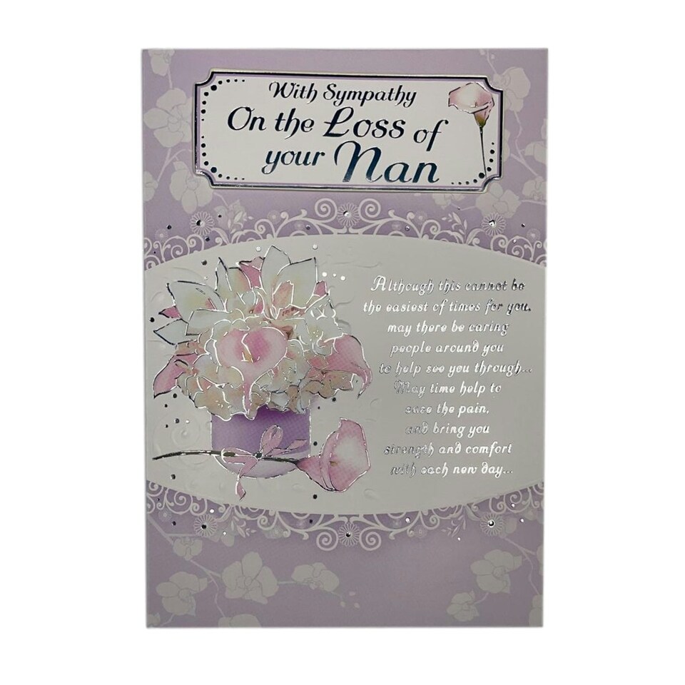 image 1 of With Sympathy On Loss of Your Nan Silver Foiled Card