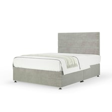 Majestic 1000 Pocket Sprung Seal Grey Naples Velvet Divan Set And Milan Headboard Super King