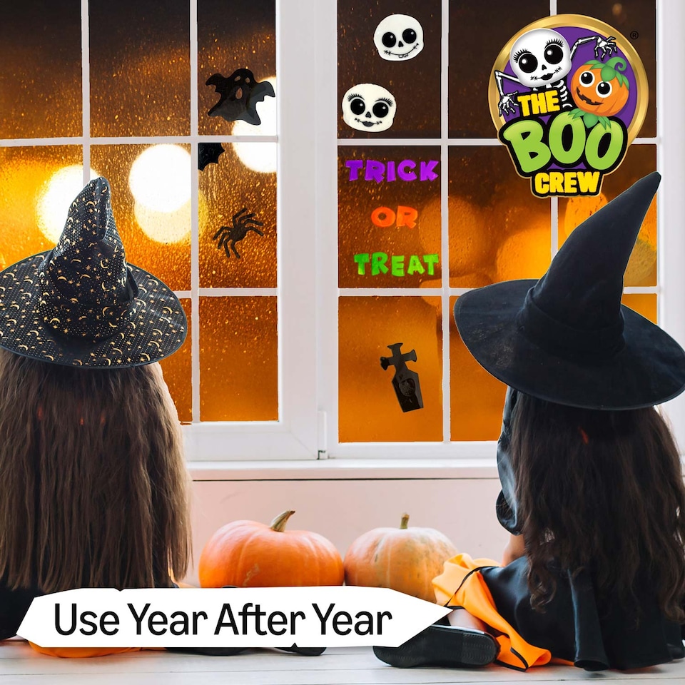 image 1 of PMS The Boo Crew Halloween Gel Window Stickers - Skeleton Mr. & Mrs. Skelly-Bones Set