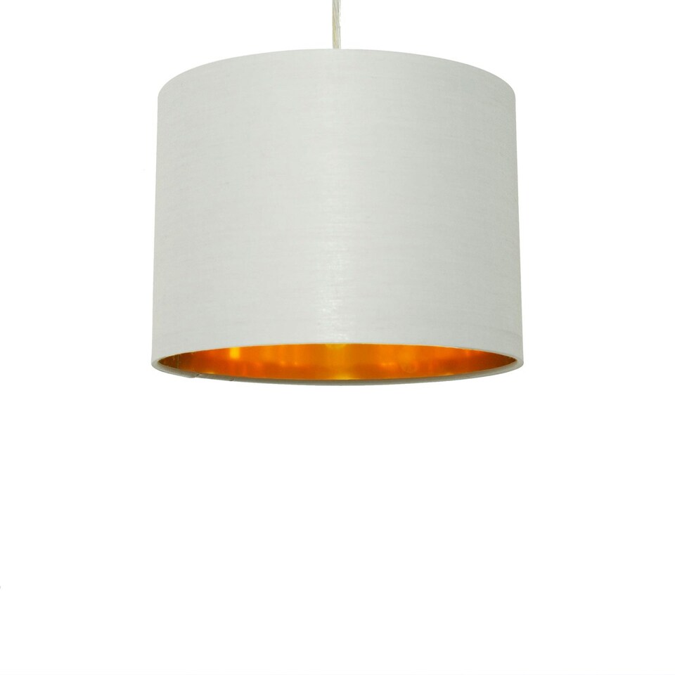 image 1 of Set of 2 Tuscan - White Ceramic Lamps with Grey & Gold Shade White | Grey