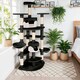image 9 of Cat Tree Nelly - 204 cm tall, sisal scratching posts, toy & anti-tip protection - Black/White
