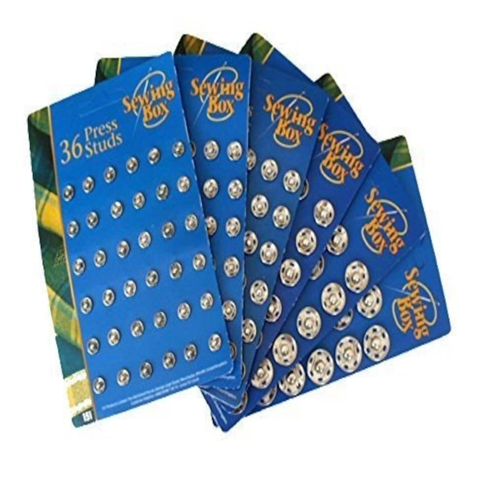 Card of 24 Nickel-plated Snap Fasteners/Press Studs Buttons (Randomly selected)