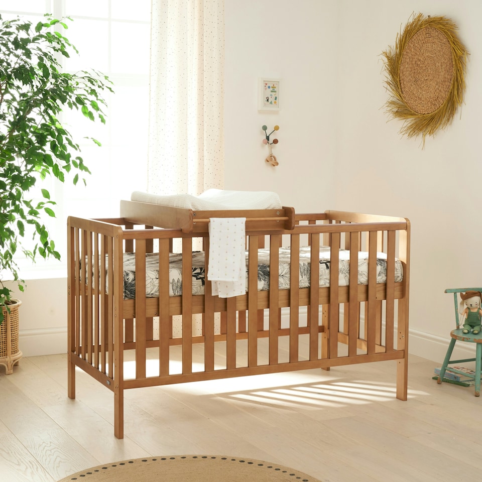 image 1 of Tutti Bambini Malmo Cot Bed, Cot Top Changer and Mattress Bundle - Oak