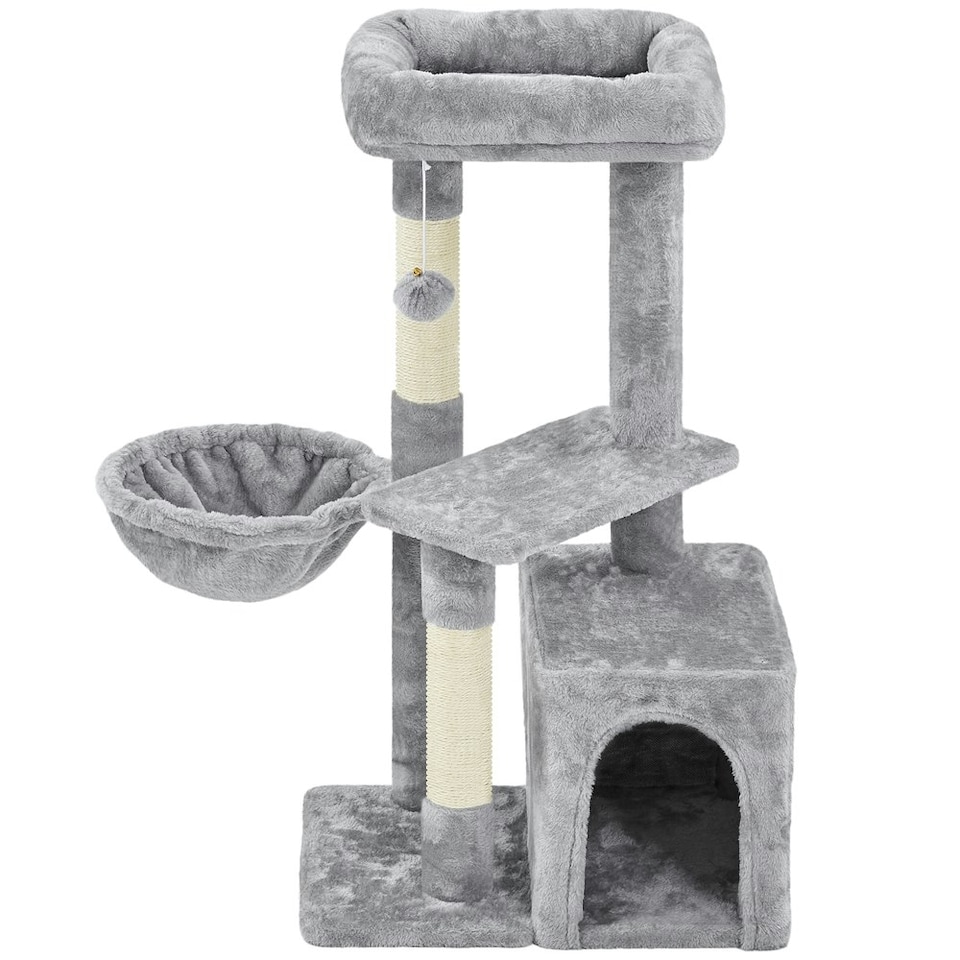 image 1 of Yaheetech 86.5 cm Plush Cover Cat Tree with Condo Light Grey