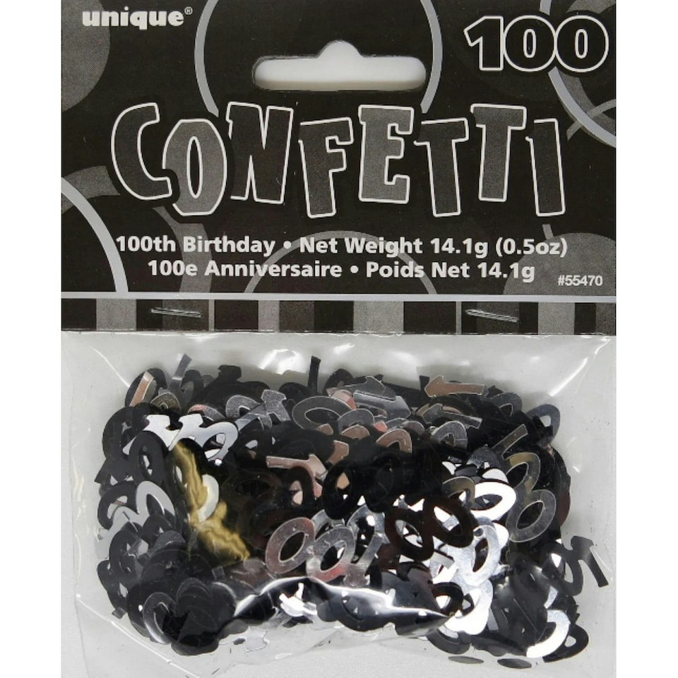 Unique Party Foil Glitz 90th Confetti - Black/Silver - One Size