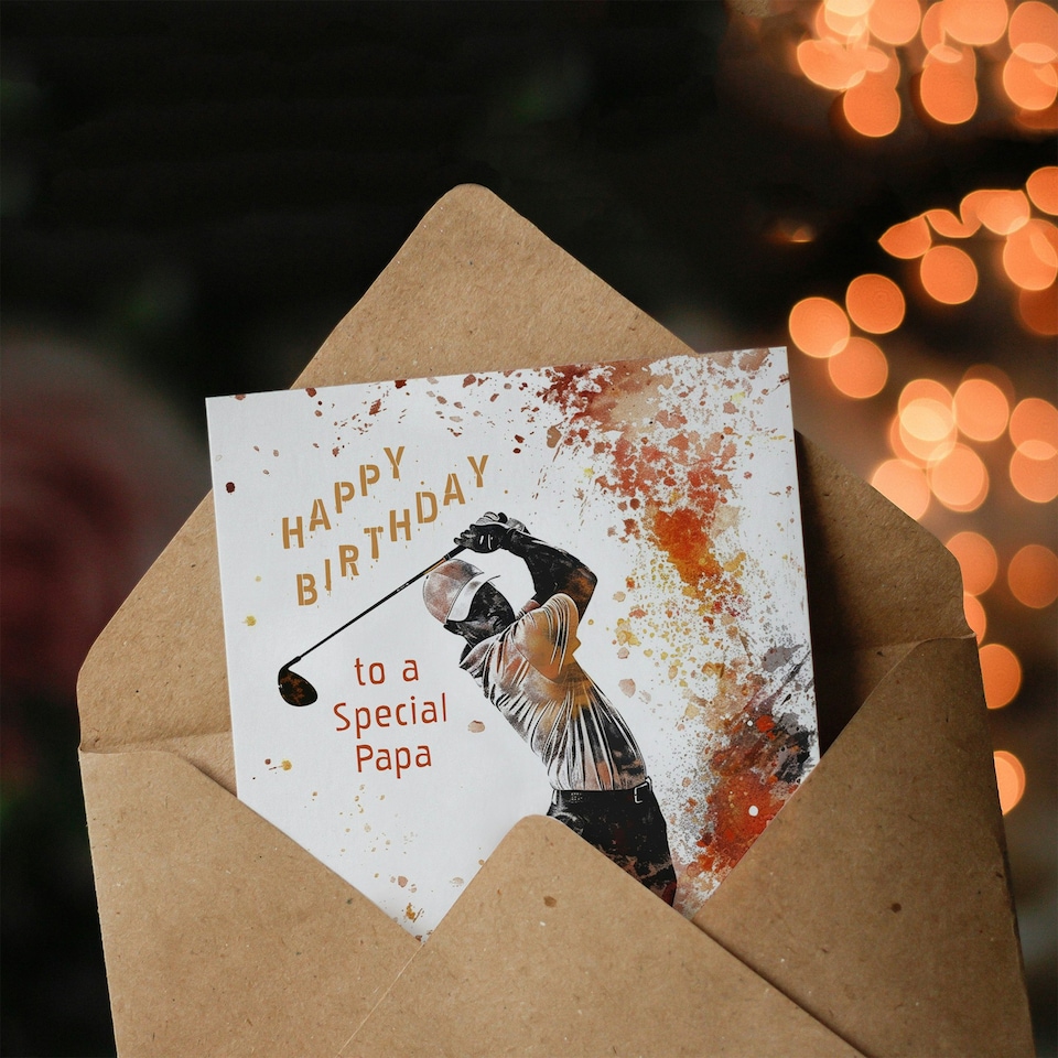 image 1 of Special Golf Lover Tee Shot Driver Swing Papa Birthday Card