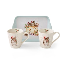 Wrendale Designs Holly Jolly Christmas Mice Mug and Tray Set