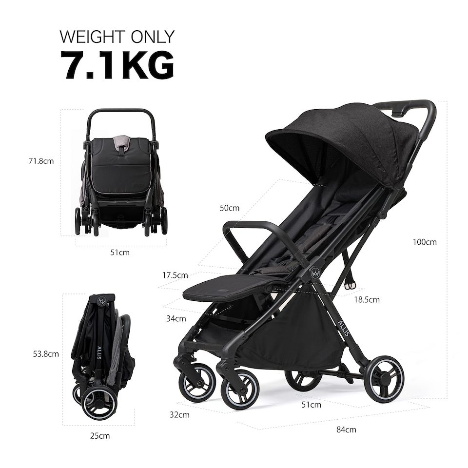 image 1 of Allis Baby Flick Auto-Fold Stroller 0-22kg, Compact Foldable Travel Pushchair, Birth to 4 Years
