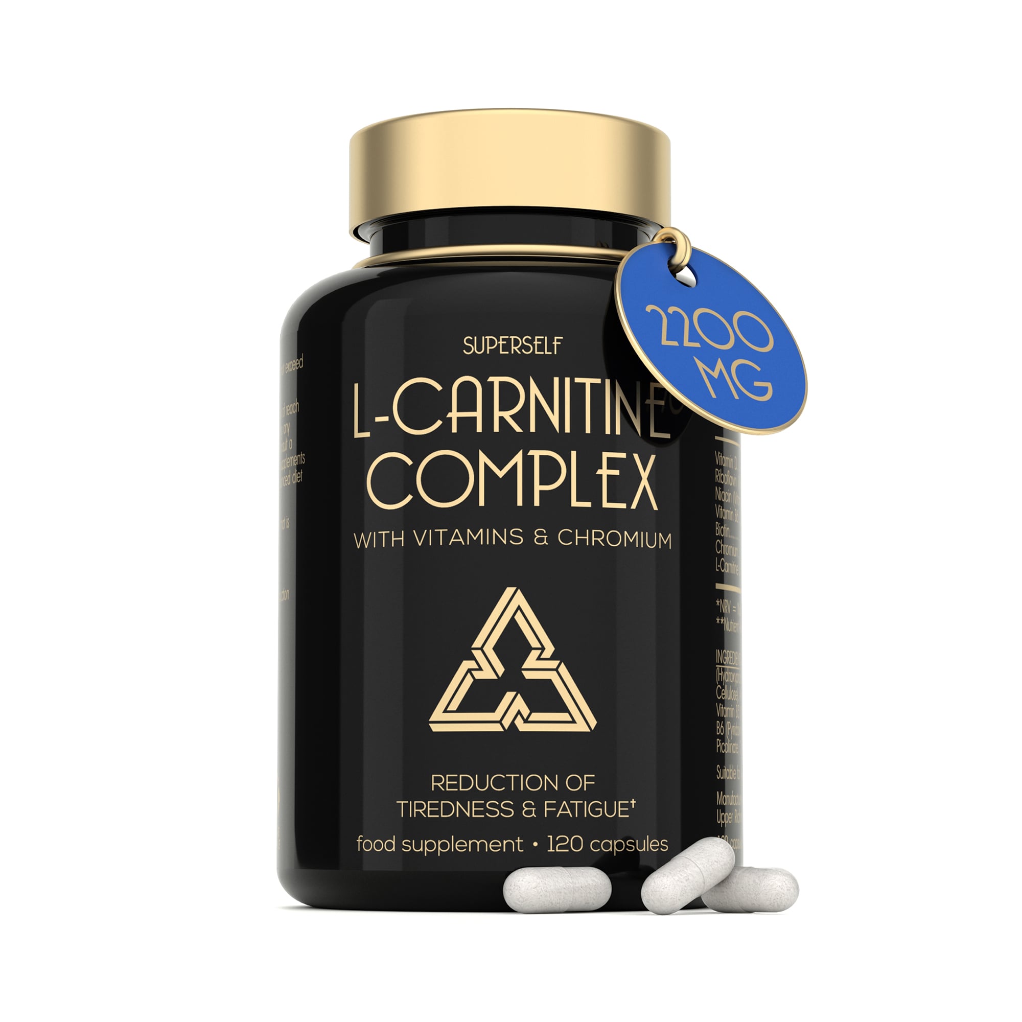 SuperSelf L-Carnitine 2200mg with Vitamins D & B Complex 120 Capsules