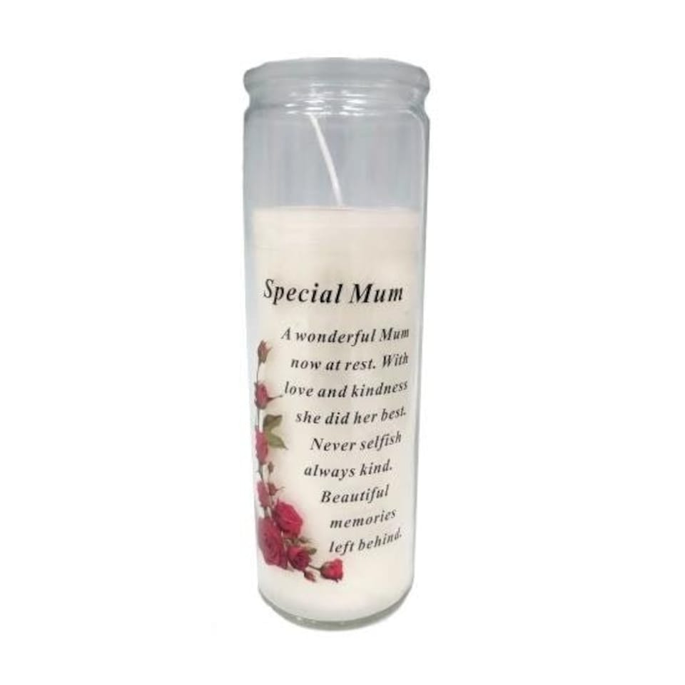 David Fischhoff Memorial Glass Candle - Special Mum | White