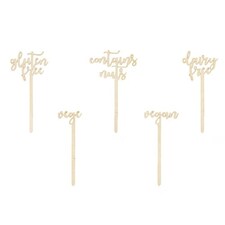 Wooden Buffet Dietary Requirements Table Signs - Pack of 5