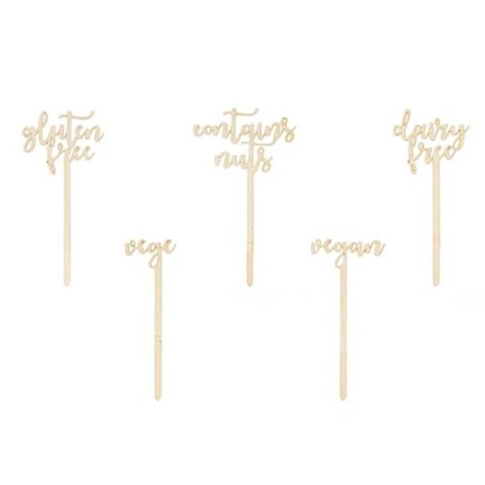 image 1 of Wooden Buffet Dietary Requirements Table Signs - Pack of 5