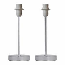 First Choice Lighting Set of 2 Chrome Stick Table Lamps Base Only Chrome