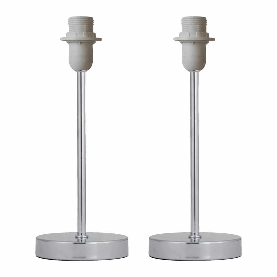 image 1 of First Choice Lighting Set of 2 Chrome Stick Table Lamps Base Only Chrome