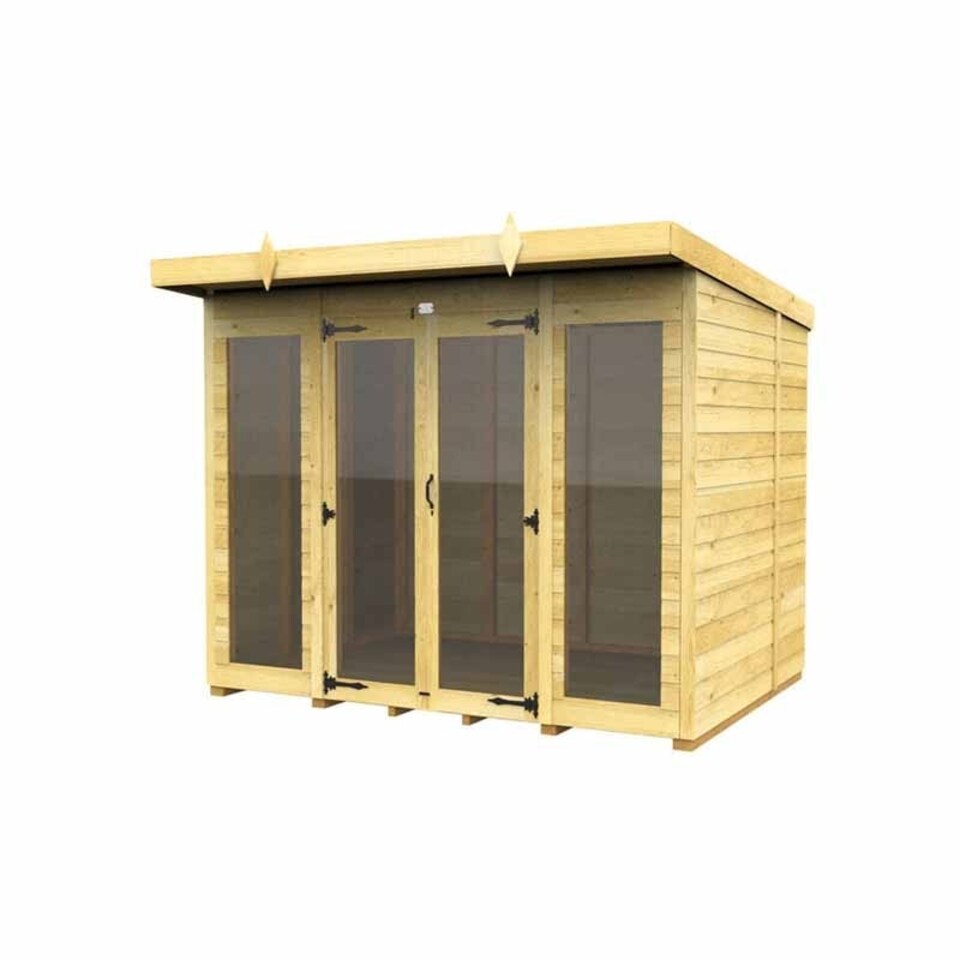 image 1 of 8ft x 5ft Pent Summer House (Full Height Window) - Wood - L147 x W243 x H201 cm Brown