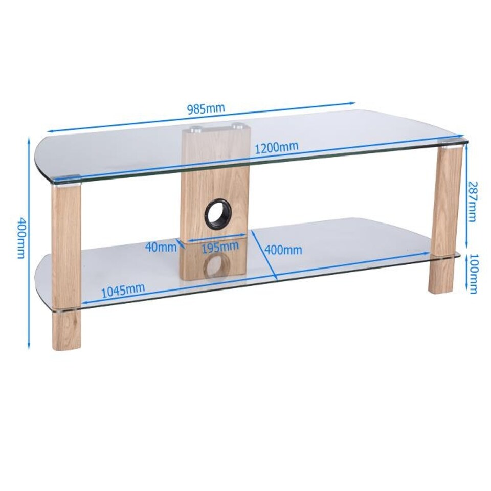 image 1 of Century TV-Stand Light Oak/Glass ADCE1200-LO Brown | Light Oak with clear glass