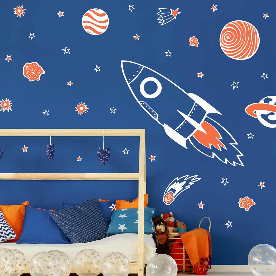 image 1 of Rocket and Stars Wall Stickers