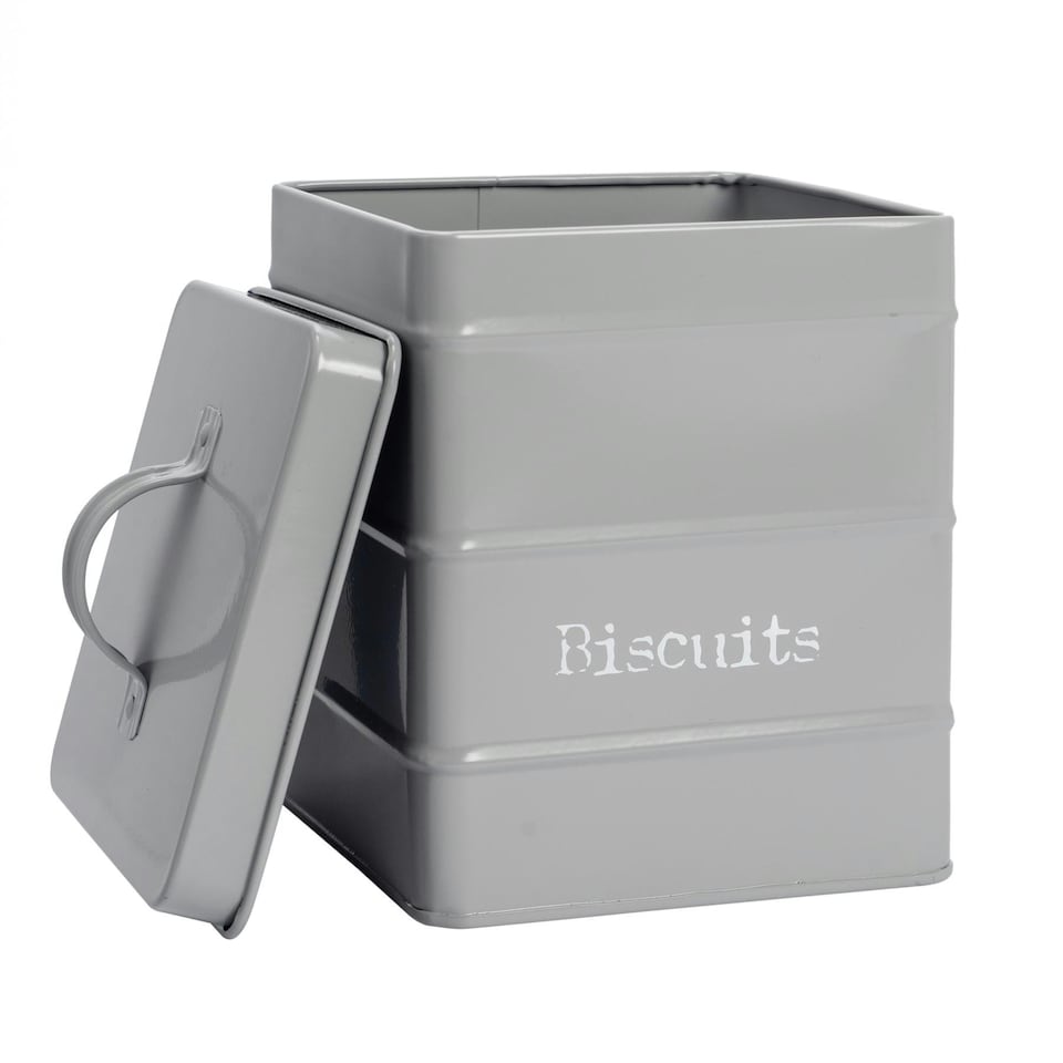 image 1 of Harbour Housewares Grey Vintage Metal Kitchen Tea Coffee Sugar Canisters Kitchen Caddy Kitchen Storage Containers Canister
