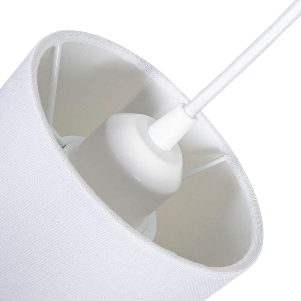 image 1 of Contemporary and Stylish White Linen Fabric Tall Cylindrical 25cm Lampshade | White