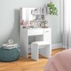image 2 of HOMCOM Dressing Table with Mirror and Stool, Vanity Table, Modern Makeup Desk with Drawer, Storage Cabinet and Adjustable Shelf for Bedroom, White