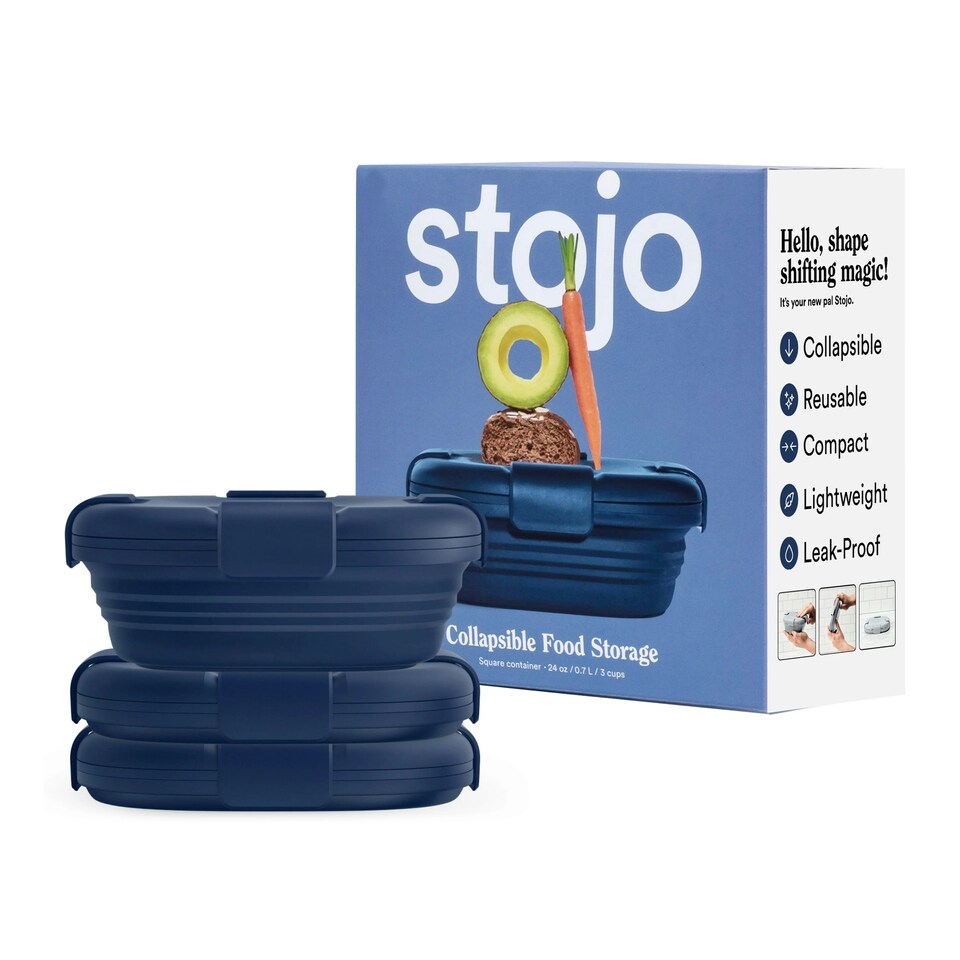 image 1 of Stojo On The Go Collapsible Travel Lunch Bowl 700ml - Denim Blue | Multi