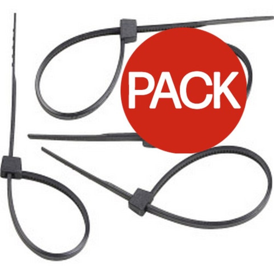 image 1 of SupaLec Cable Ties (Pack Of 100) - Black - 3.6mm x 140mm