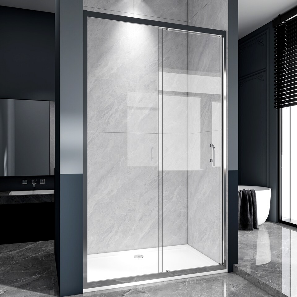 image 1 of Stech Homes 1700x1850mm Reversible Bathroom Sliding Door Shower Enclosure Cubicle 5mm Toughened Glass Cubicle